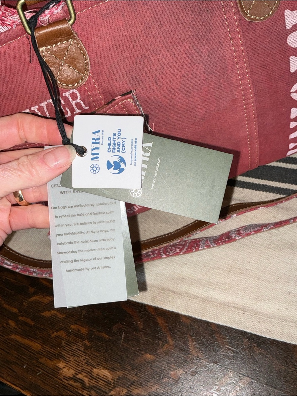 NWT Myra Bag Coastal Steel Upcyclyed Canvas Shoulder Bag Tote Crossbody Red $65 - Picture 7 of 15